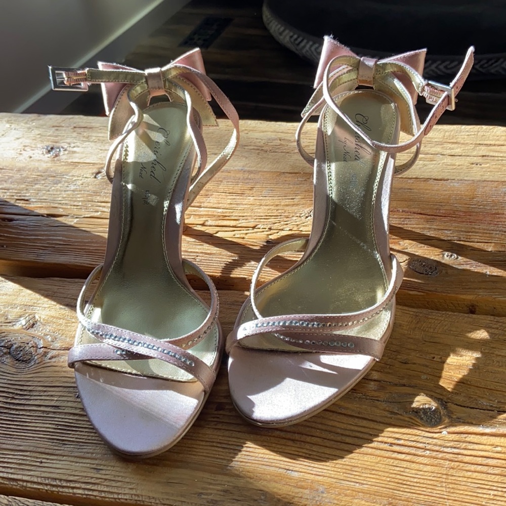 Pink satin heels